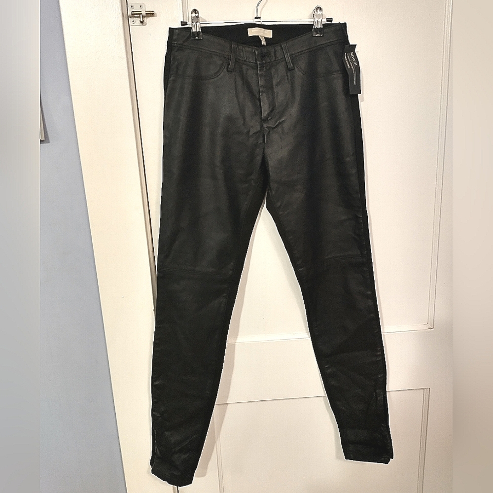Banana Republic, black faux leather skinny pants, size 2L new with tags